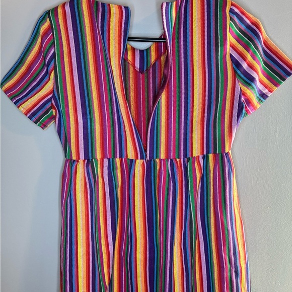 Ivy City Girls Fit and Flare Rainbow Striped Dress Size 11/12 Zipper Dopamine - Picture 3 of 7